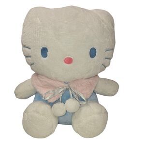 Hello Kitty Sario Plush Pastel Blue‎ Pink Furry Cat Sewn Eyes 2021 10"